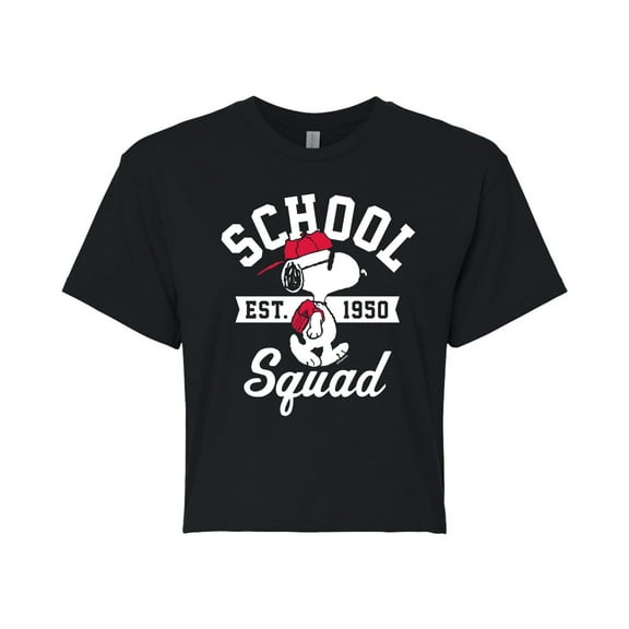 Peanuts - Snoopy School Squad  - Juniors Cropped Cotton Blend T-Shirt