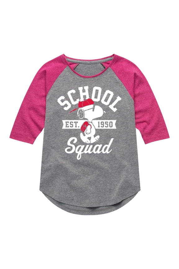 - Snoopy School Squad - Toddler & Youth Girls Raglan Graphic T-Shirt