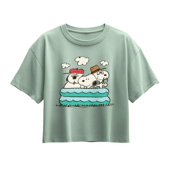 Peanuts - Snoopy Sibling Pool - Youth Girl Short Sleeve Boxy Tee