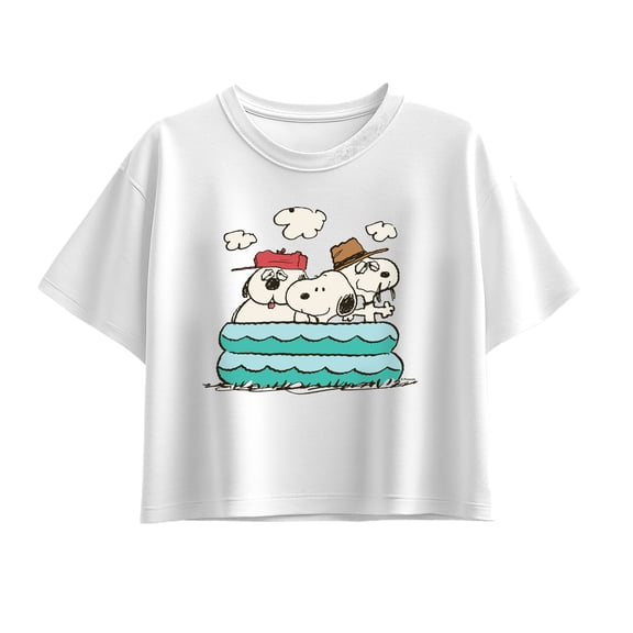 Peanuts - Snoopy Sibling Pool - Youth Girl Short Sleeve Boxy Tee