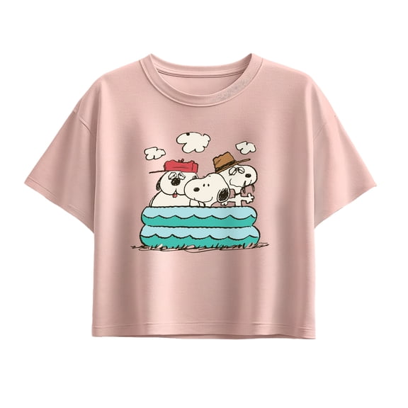 Peanuts - Snoopy Sibling Pool - Youth Girl Short Sleeve Boxy Tee