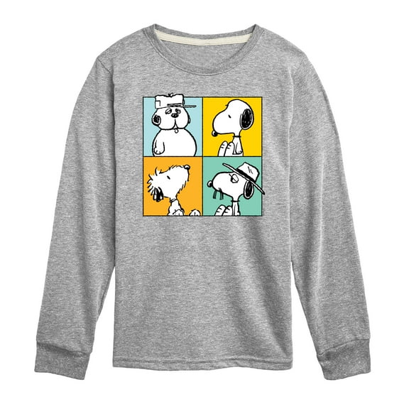 Peanuts - Snoopy Siblings Grid - Toddler And Youth Long Sleeve Graphic T-Shirt