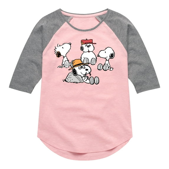 Peanuts - Snoopy Siblings - Toddler And Youth Girls Raglan Graphic T-Shirt