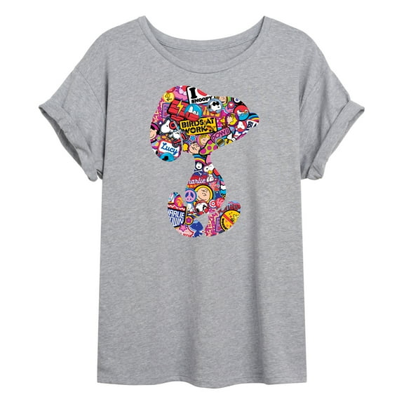 Peanuts - Snoopy Silhouette Pattern - Juniors Ideal Flowy Muscle T-Shirt