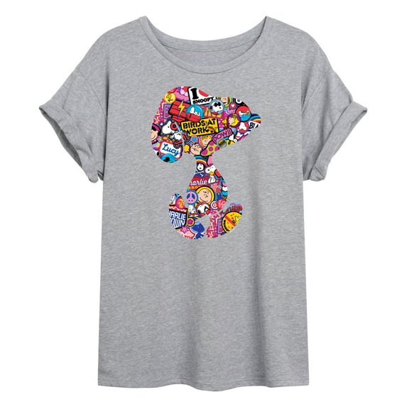 Peanuts - Snoopy Silhouette Pattern - Juniors Ideal Flowy Muscle T-Shirt