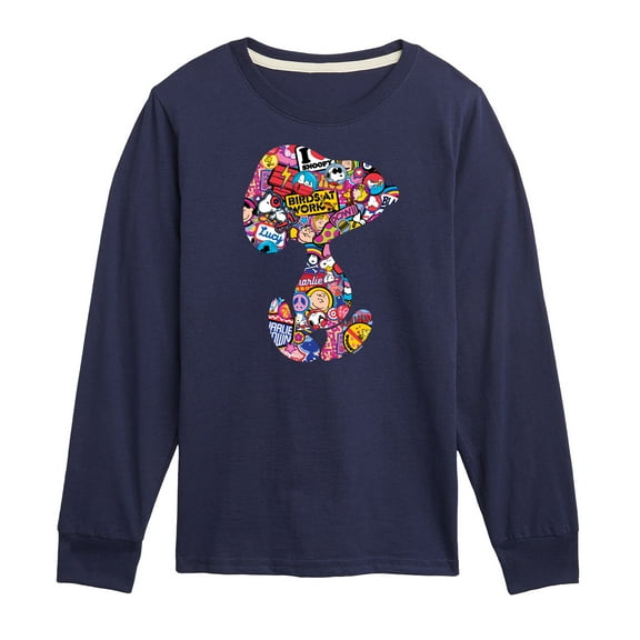 Peanuts - Snoopy Silhouette Pattern - Toddler And Youth Long Sleeve Graphic T-Shirt