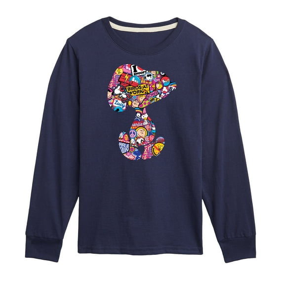 Peanuts - Snoopy Silhouette Pattern - Toddler And Youth Long Sleeve Graphic T-Shirt