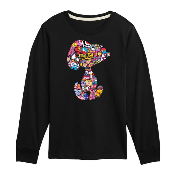 Peanuts - Snoopy Silhouette Pattern - Toddler And Youth Long Sleeve Graphic T-Shirt