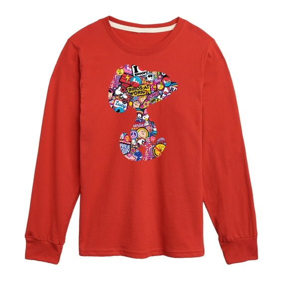 Peanuts - Snoopy Silhouette Pattern - Toddler And Youth Long Sleeve Graphic T-Shirt