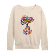 PEANUTS - Snoopy Silhouette Pattern - Women's Lightweight French Terry Long Sleeve Shirt