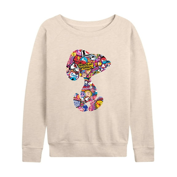 Peanuts - Snoopy Silhouette Pattern - Women's Lightweight French Terry Long Sleeve Shirt