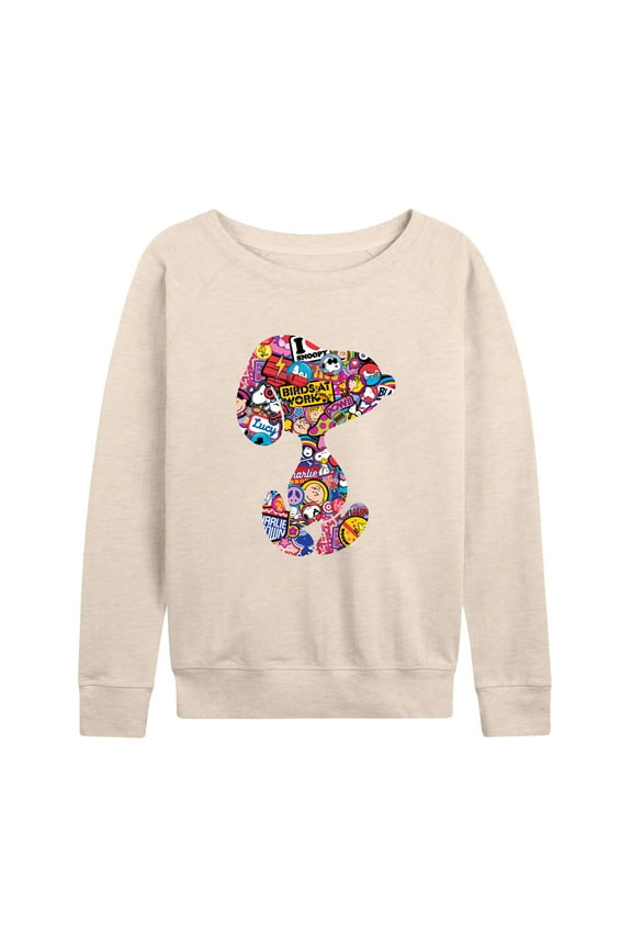 - Snoopy Silhouette Pattern - Women's Lightweight French Terry Long Sleeve Shirt