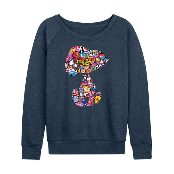 Peanuts - Snoopy Silhouette Pattern - Women's Lightweight French Terry Long Sleeve Shirt