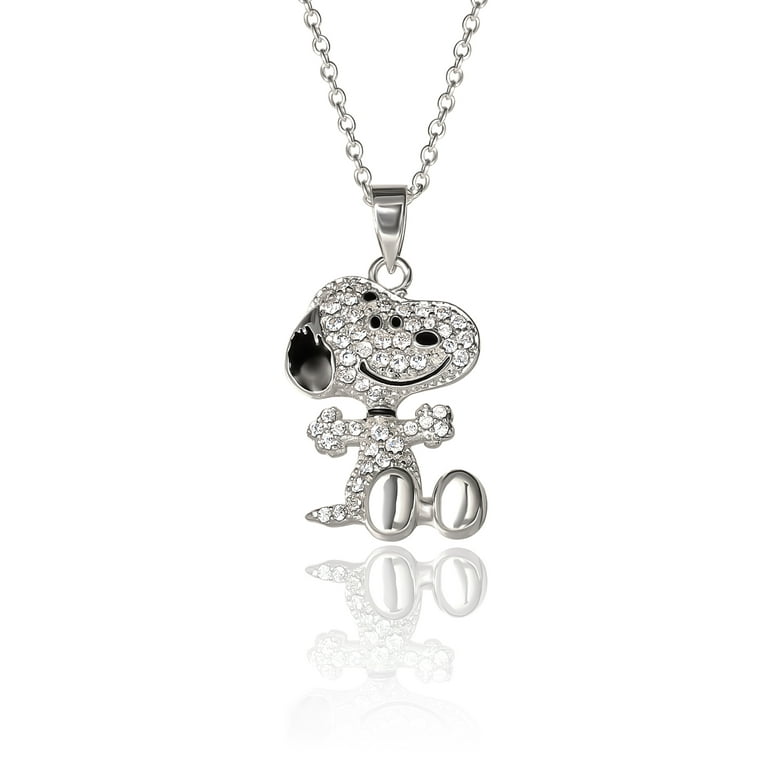 アヴァランチ　SNOOPY シルバー925 Peanuts Snoopy Silver Plated 3D Pave Pendent, 18'' Chain - Walmart.com