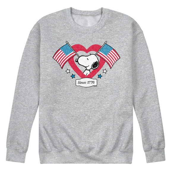 Peanuts - Snoopy Since 1776 Flag Heart - Men's Crew Neck Fleece Pullover