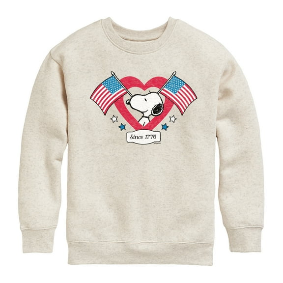 Peanuts - Snoopy Since 1776 Flag Heart - Toddler & Youth Crewneck Fleece Sweatshirt