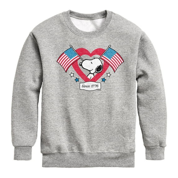 Peanuts - Snoopy Since 1776 Flag Heart - Toddler & Youth Crewneck Fleece Sweatshirt