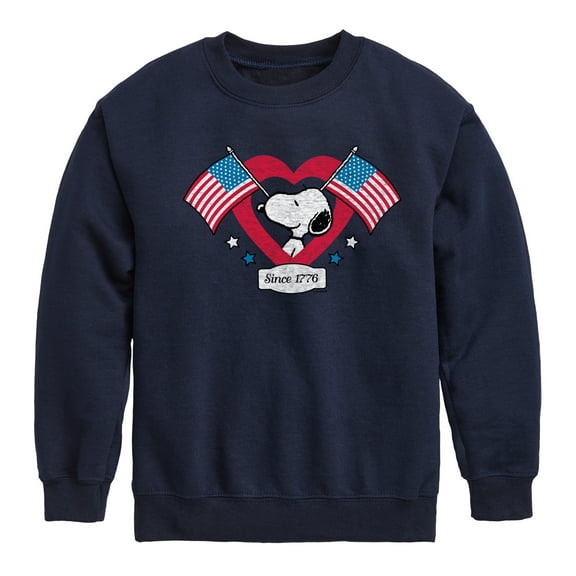 Peanuts - Snoopy Since 1776 Flag Heart - Toddler & Youth Crewneck Fleece Sweatshirt