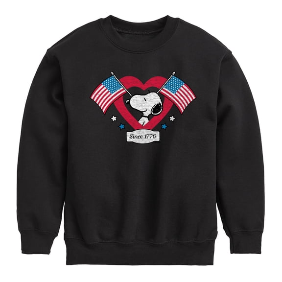 Peanuts - Snoopy Since 1776 Flag Heart - Toddler & Youth Crewneck Fleece Sweatshirt