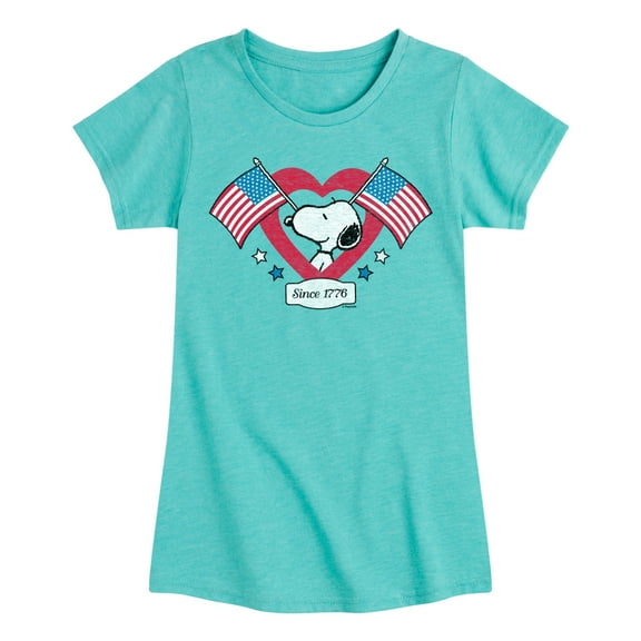 Peanuts - Snoopy Since 1776 Flag Heart - Toddler & Youth Girls Short Sleeve Graphic T-Shirt