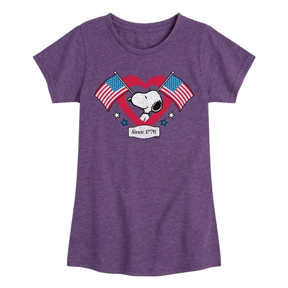 Peanuts - Snoopy Since 1776 Flag Heart - Toddler & Youth Girls Short Sleeve Graphic T-Shirt