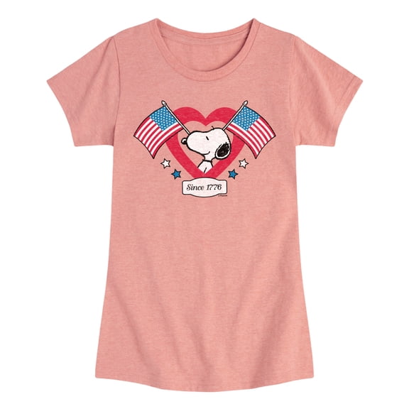 Peanuts - Snoopy Since 1776 Flag Heart - Toddler & Youth Girls Short Sleeve Graphic T-Shirt