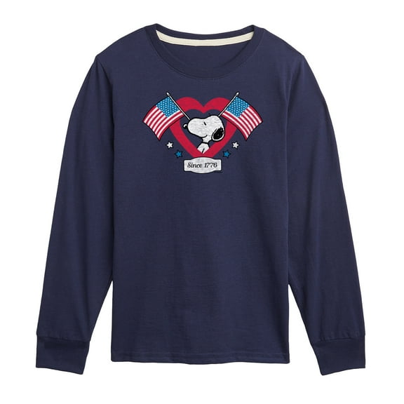 Peanuts - Snoopy Since 1776 Flag Heart - Toddler & Youth Long Sleeve Graphic T-Shirt
