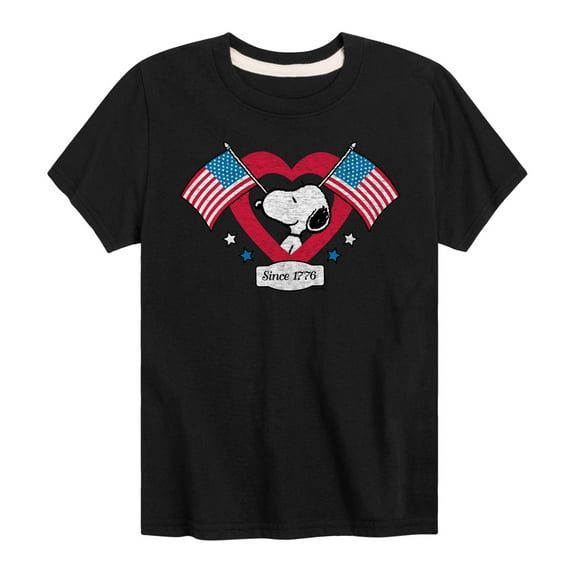 Peanuts - Snoopy Since 1776 Flag Heart - Toddler & Youth Short Sleeve Graphic T-Shirt