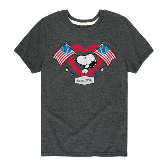 Peanuts - Snoopy Since 1776 Flag Heart - Toddler & Youth Short Sleeve Graphic T-Shirt