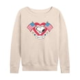 thumbnail image 1 of Peanuts - Snoopy Since 1776 Flag Heart - Women's Lightweight French Terry Long Sleeve Shirt, 1 of 6