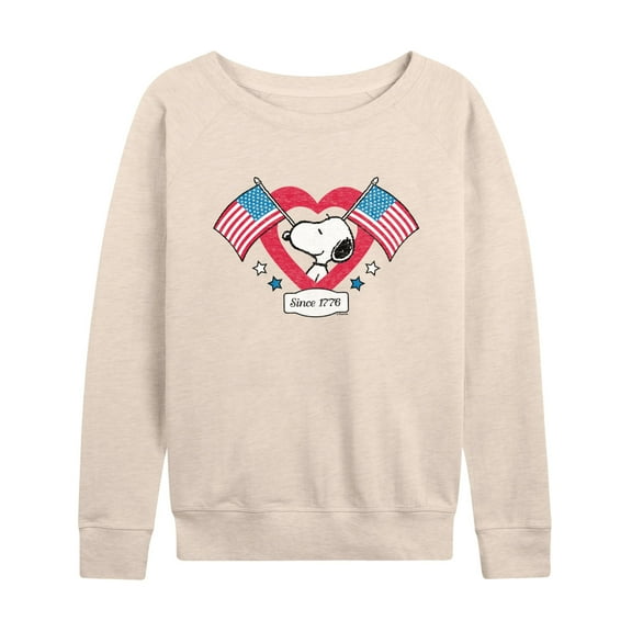 Peanuts - Snoopy Since 1776 Flag Heart - Women's Lightweight French Terry Long Sleeve Shirt