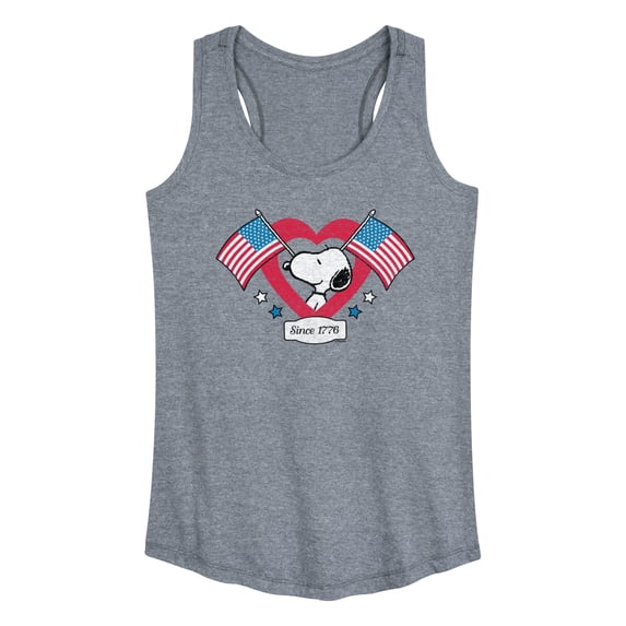 Peanuts - Snoopy Since 1776 Flag Heart - Women's Racerback Graphic Tank
