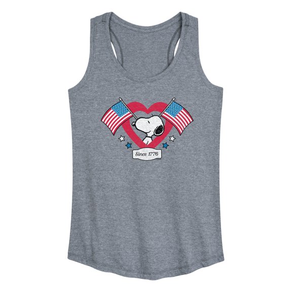 Peanuts - Snoopy Since 1776 Flag Heart - Women's Racerback Graphic Tank