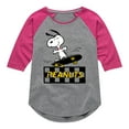 thumbnail image 1 of Peanuts - Snoopy Skater  - Toddler & Youth Girls Raglan Graphic T-Shirt, 1 of 5