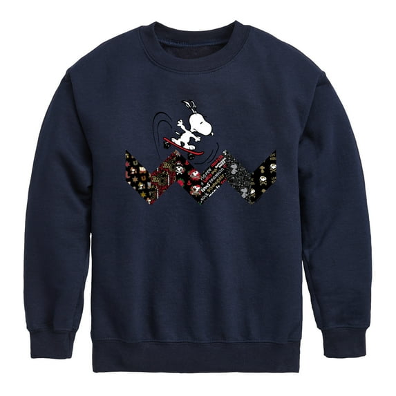 Peanuts - Snoopy Skating Pattern - Toddler And Youth Crewneck Fleece Sweatshirt