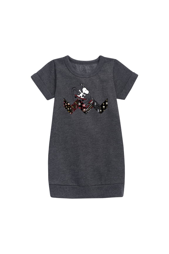 - Snoopy Skating Pattern - Toddler And Youth Girls Fleece Dress