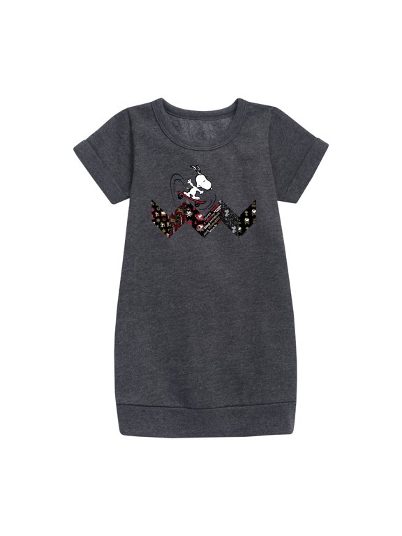 - Snoopy Skating Pattern - Toddler And Youth Girls Fleece Dress