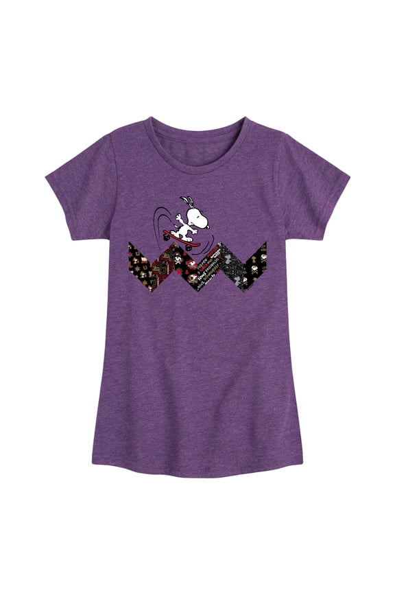 - Snoopy Skating Pattern - Toddler And Youth Girls Short Sleeve Graphic T-Shirt