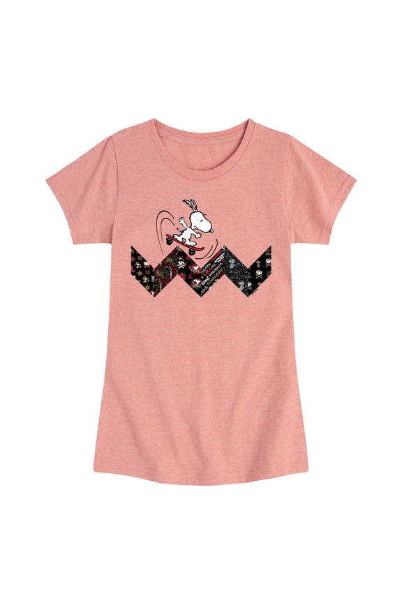 - Snoopy Skating Pattern - Toddler And Youth Girls Short Sleeve Graphic T-Shirt