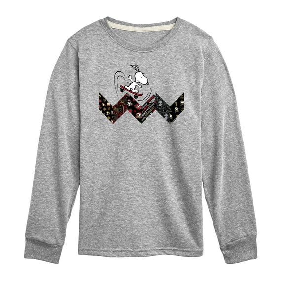 Peanuts - Snoopy Skating Pattern - Toddler And Youth Long Sleeve Graphic T-Shirt