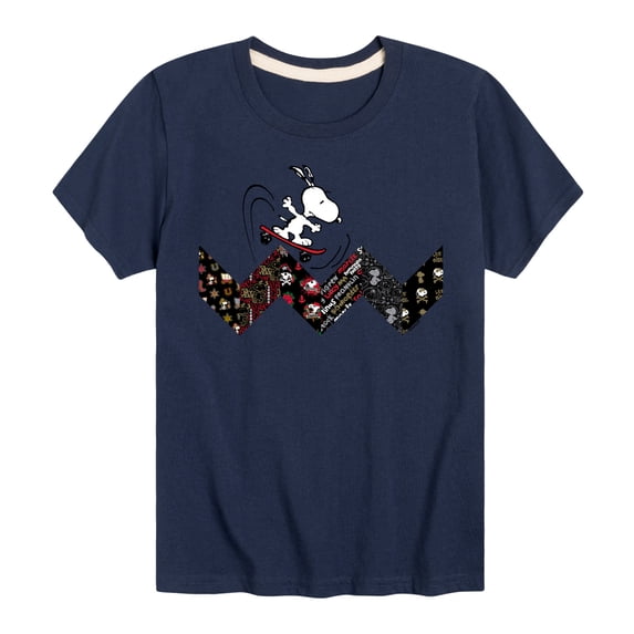 Peanuts - Snoopy Skating Pattern - Toddler And Youth Short Sleeve Graphic T-Shirt