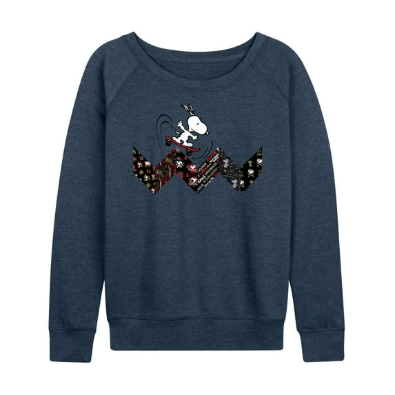 Peanuts - Snoopy Skating Pattern - Women's Lightweight French Terry Long Sleeve Shirt