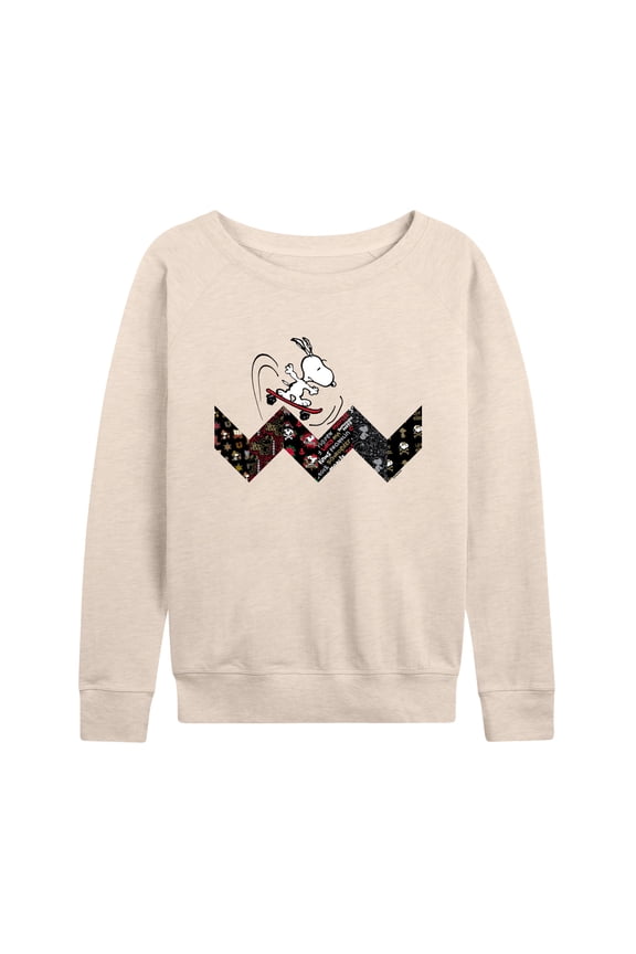 - Snoopy Skating Pattern - Women's Lightweight French Terry Long Sleeve Shirt