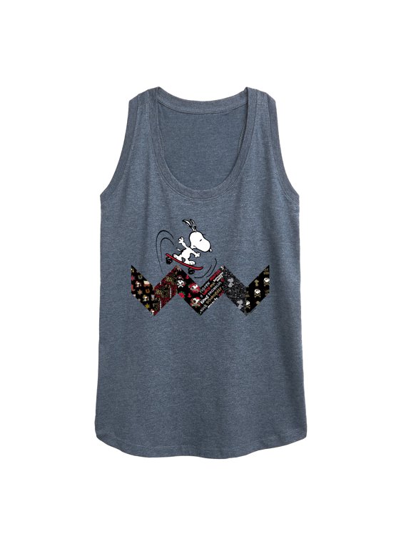 - Snoopy Skating Pattern Women's Graphic Racerback Tank
