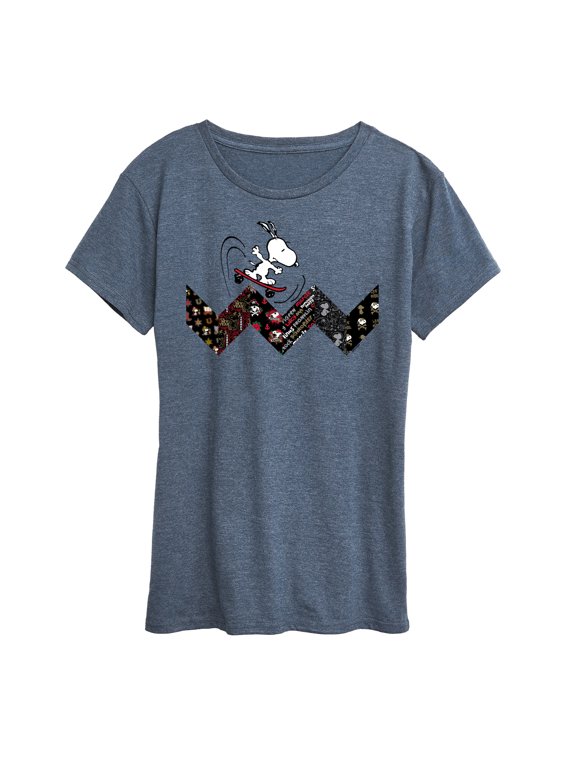 - Snoopy Skating Pattern Women's Short Sleeve Graphic T-Shirt