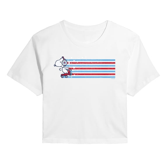 Peanuts - Snoopy Skating Stars and Stripes Women's Cropped Graphic T-Shirt