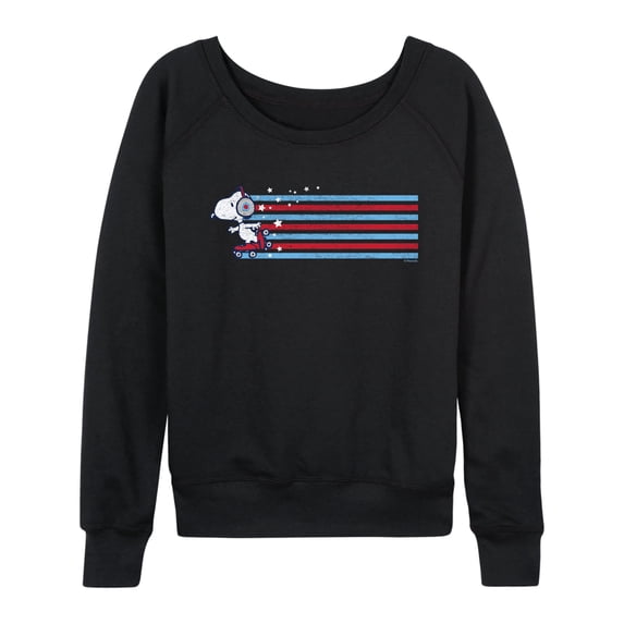 Peanuts - Snoopy Skating Stars and Stripes - Women's French Terry Long Sleeve Pullover
