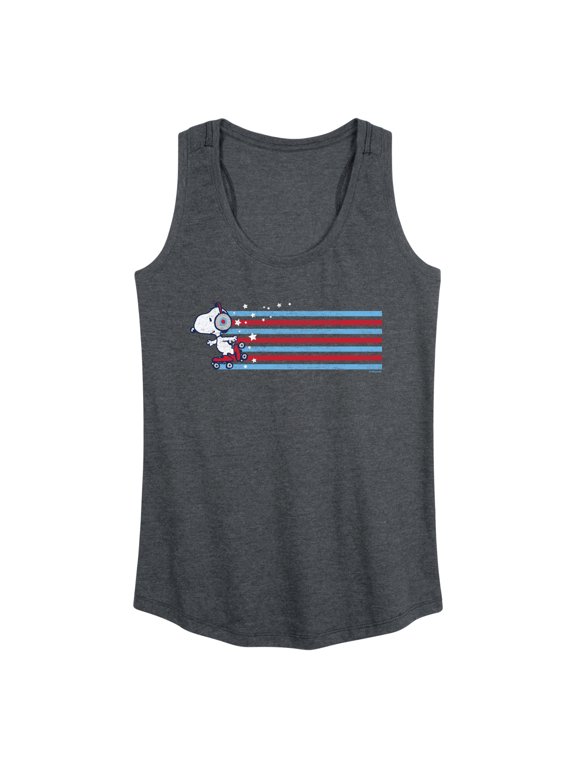 - Snoopy Skating Stars and Stripes Women's Graphic Racerback Tank