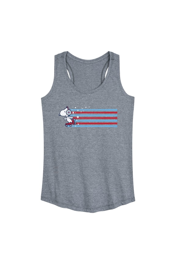 - Snoopy Skating Stars and Stripes - Women's Racerback Graphic Tank
