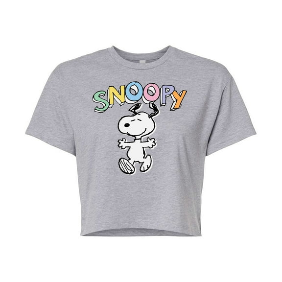 Peanuts - Snoopy Sketchy - Juniors Cropped Cotton Blend T-Shirt